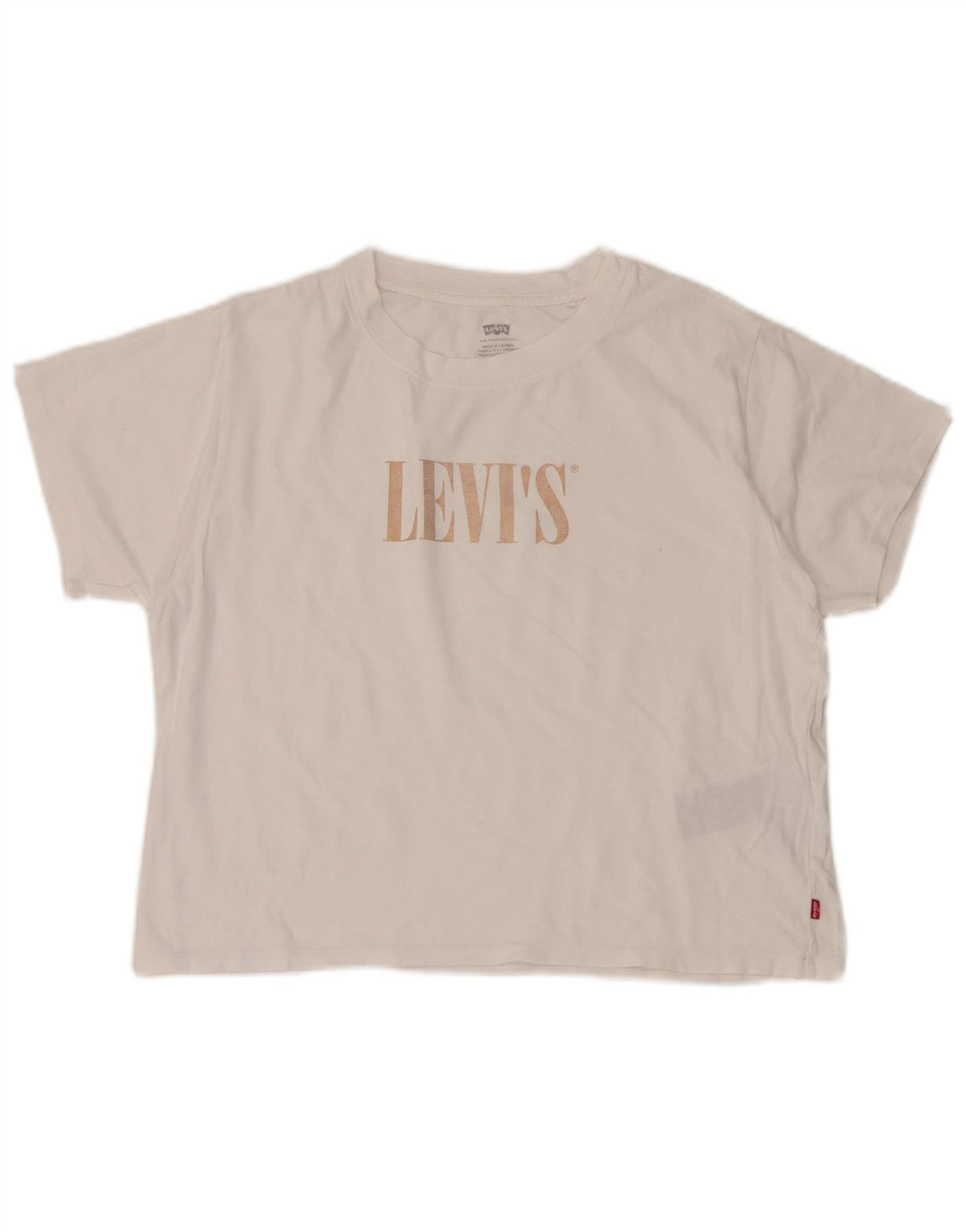 Levi's Dame Oversized grafisk T-shirt Top UK 10 Lille hvid bomuld