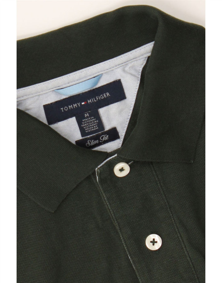 TOMMY HILFIGER Mens Slim Fit Polo Shirt Medium Khaki Cotton Vintage Tommy Hilfiger and Second-Hand Tommy Hilfiger from Messina Hembry 