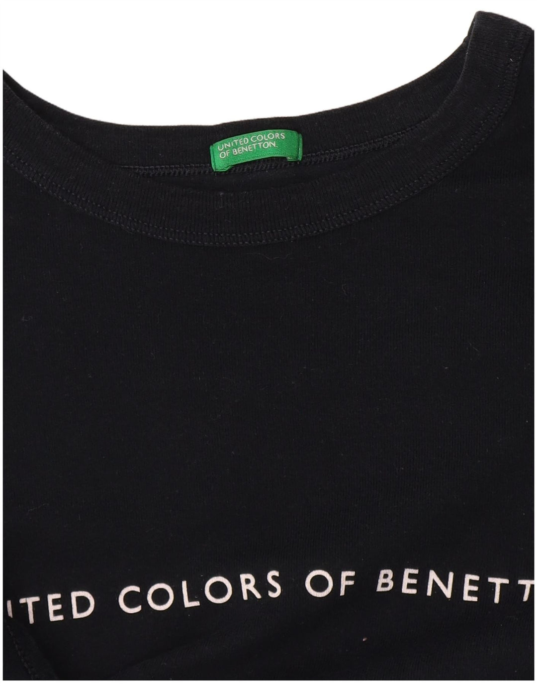 Benetton Dame Grafisk T-Shirt Top UK 14 Medium Navy Blue