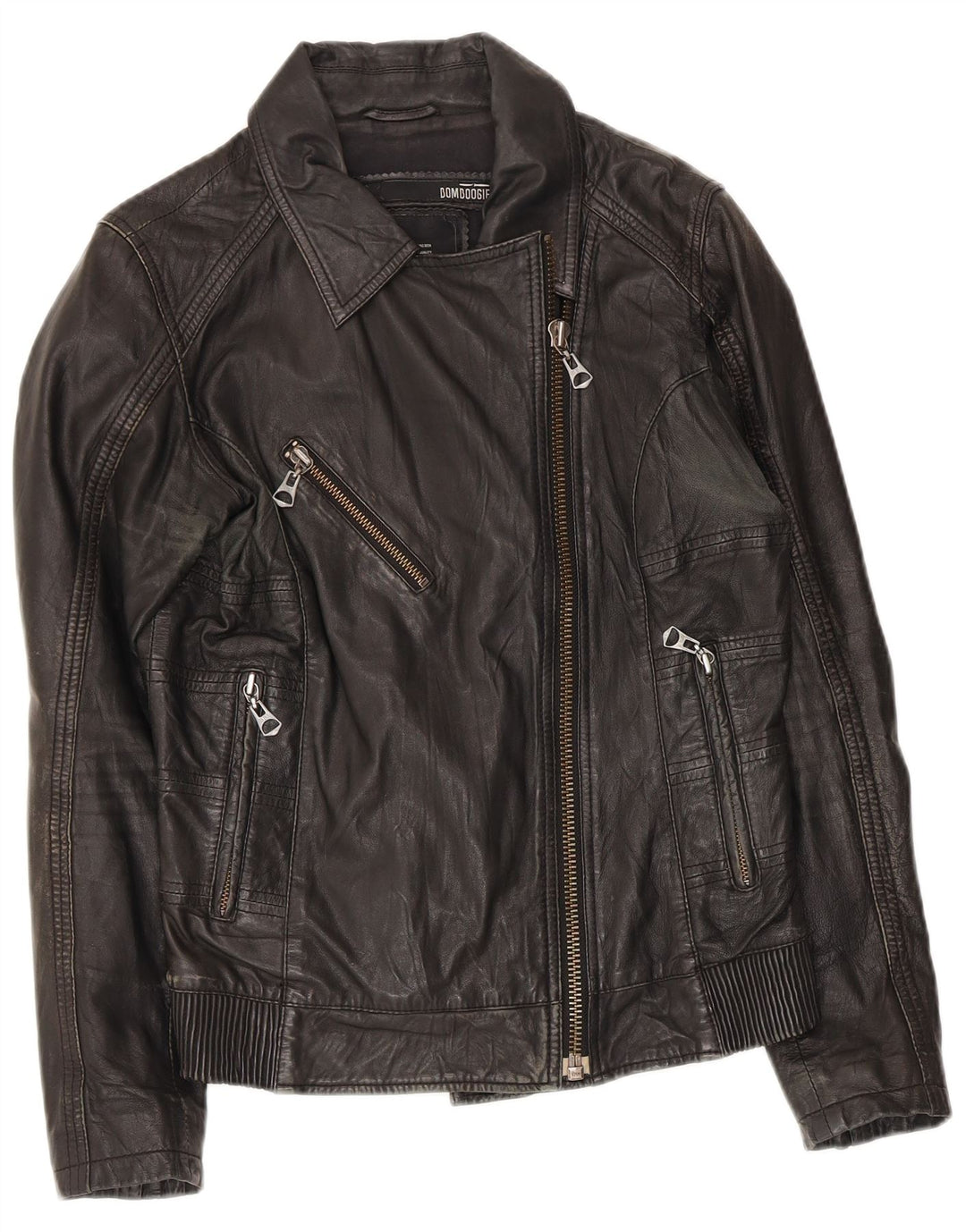 Bomboogie Dame Læder Biker Jacket UK 14 Medium Sort