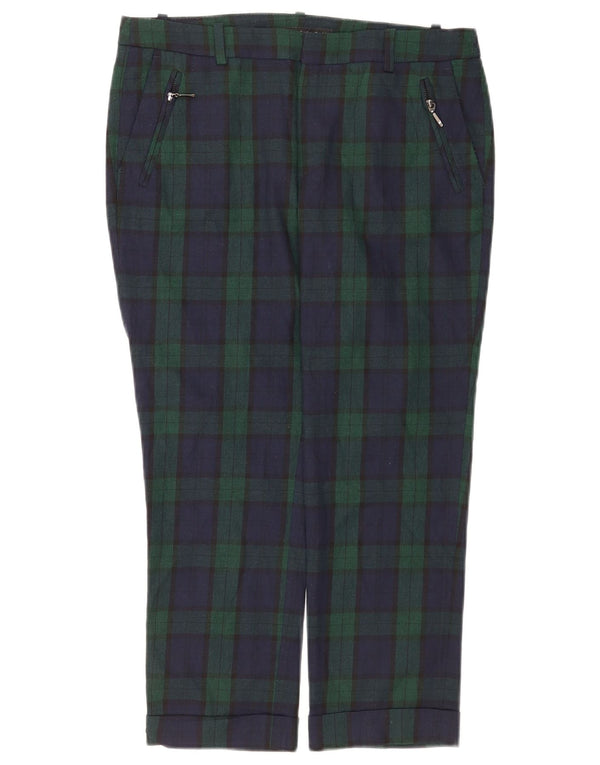 Zara Straight Cropped Bukser Medium W30 L24 Grøn Ternet polyester
