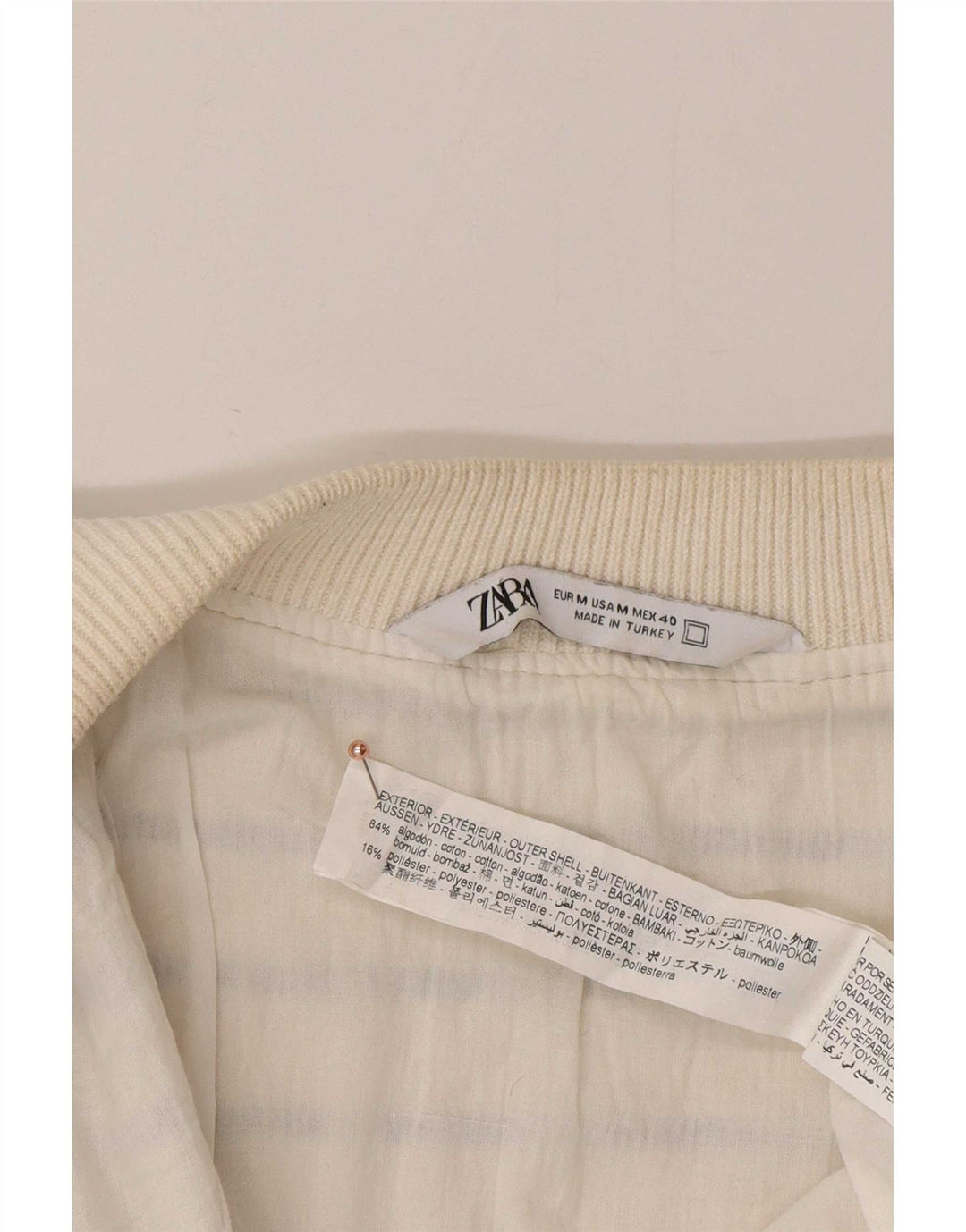 Zara Herre cardigan sweater Medium hvid stribet bomuld