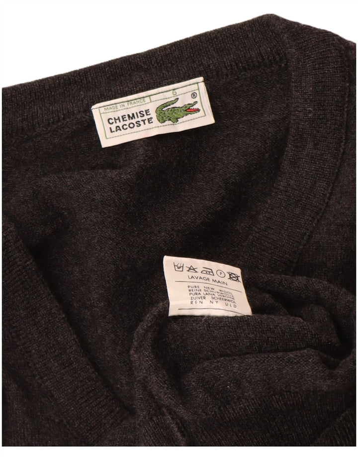 Lacoste Herre V-hals sweater Størrelse 6 XL Grå Ny Uld