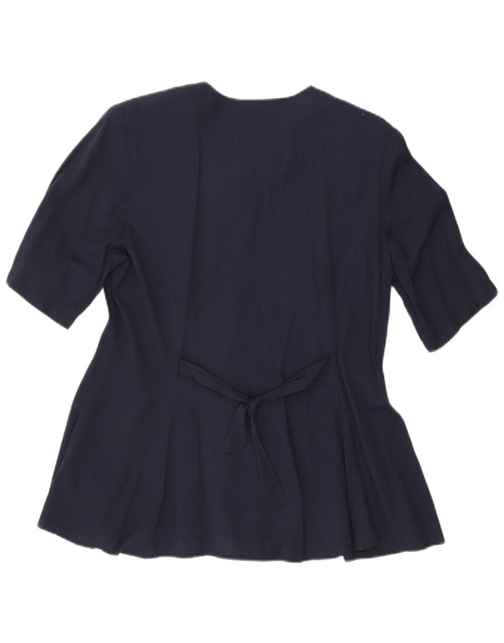 MISS JOY Womens Short Sleeve Shirt Blouse EU 38 Medium Navy Blue Viscose