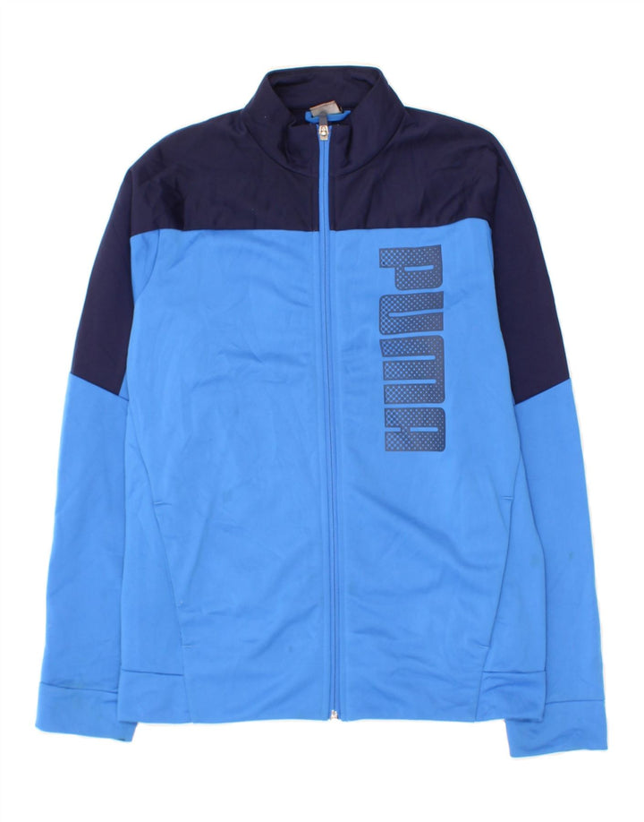 PUMA Boys Tracksuit Top Jacket 13-14 Years Blue Colourblock Polyester Vintage Puma and Second-Hand Puma from Messina Hembry 