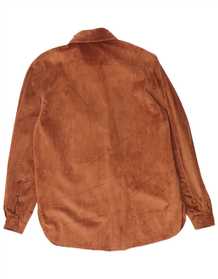 Vintage Dame Overshirt Ruskindsskjorte UK 12 Medium Brown