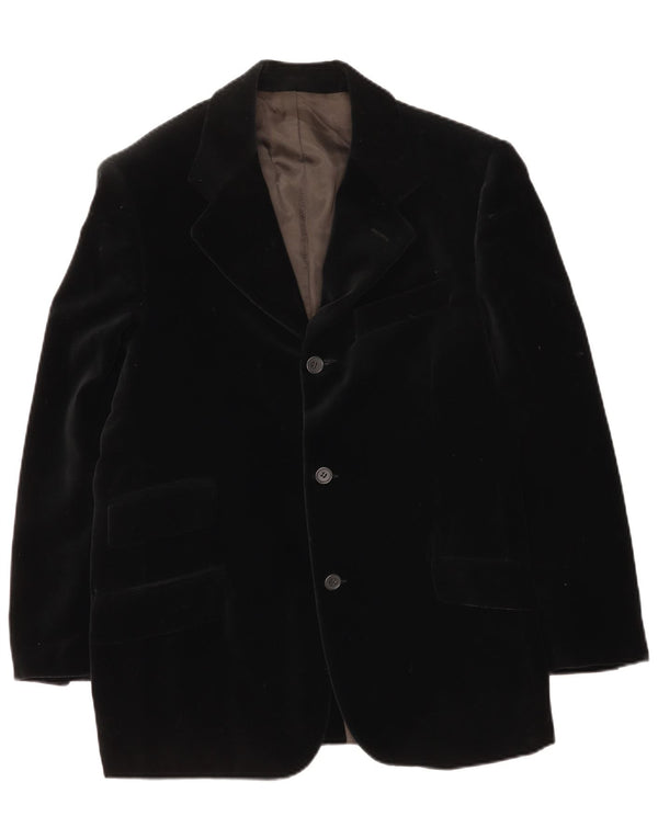 Vintage Herre 3 Button Velvet Blazer Jacket UK 38 Medium Black