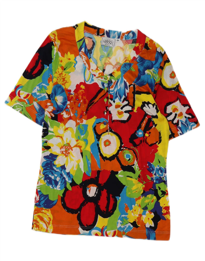 Vintage Dame Bluse Top IT 48 XL Flerfarvet Blomster