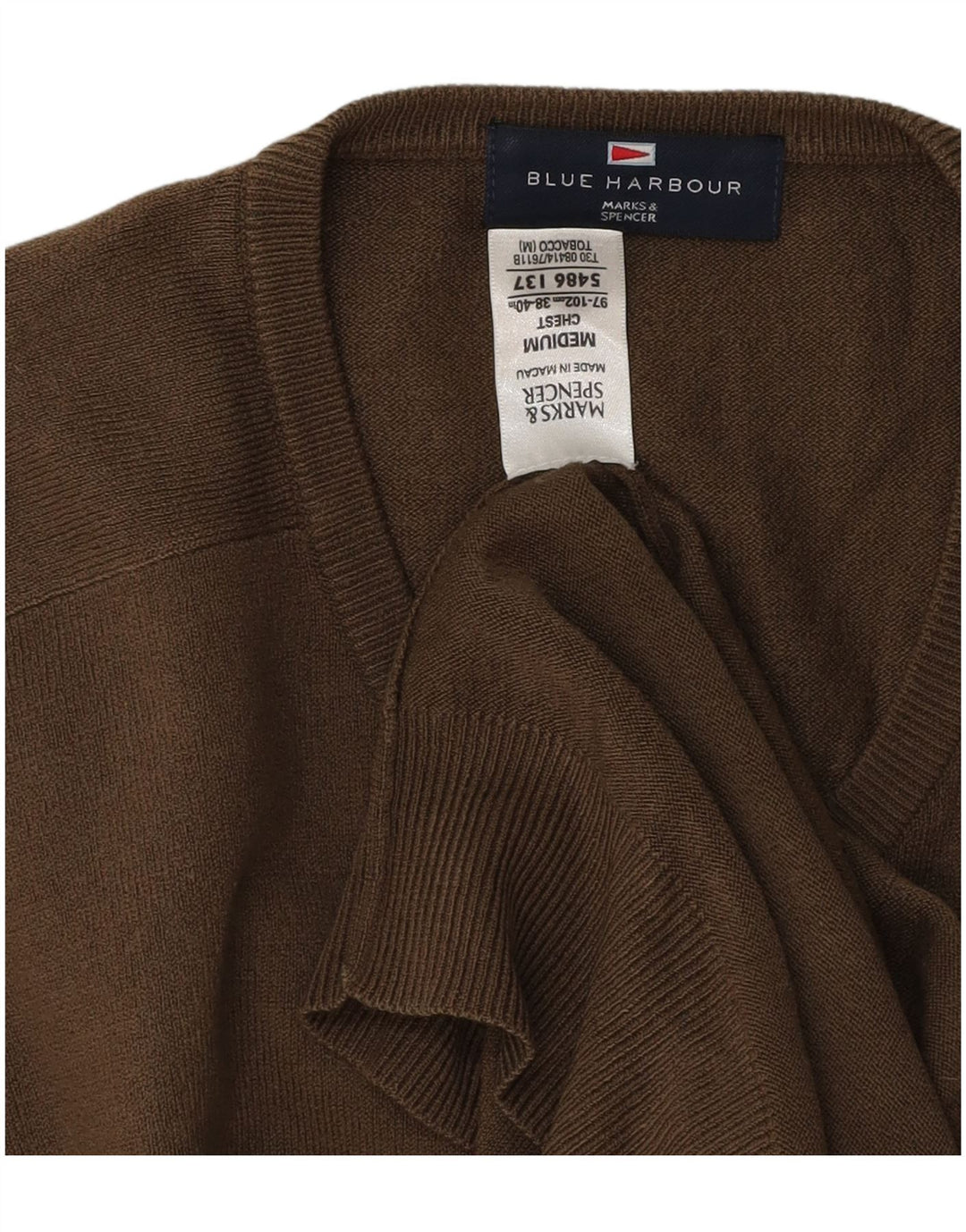 Marks & Spencer Herre Blue Harbor V-hals sweater Medium Brun