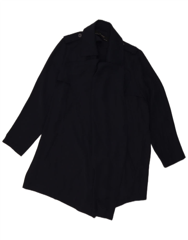 Zara Trench Coat til kvinder UK 16 Large Navy Blue Polyester