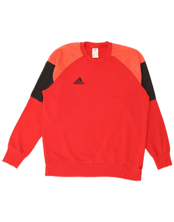 ADIDAS Sweatshirt til mænd XL Rød Colourblock Bomuld
