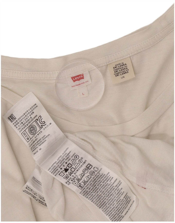 Levi's Dame T-Shirt Top UK 16 Stor Hvid Bomuld