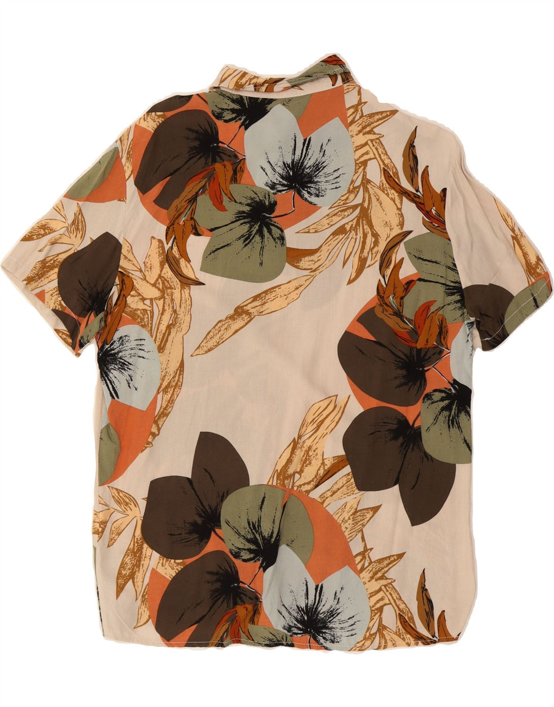 SHEIN Mens Short Sleeve Shirt Medium Beige Floral Rayon Vintage Shein and Second-Hand Shein from Messina Hembry 