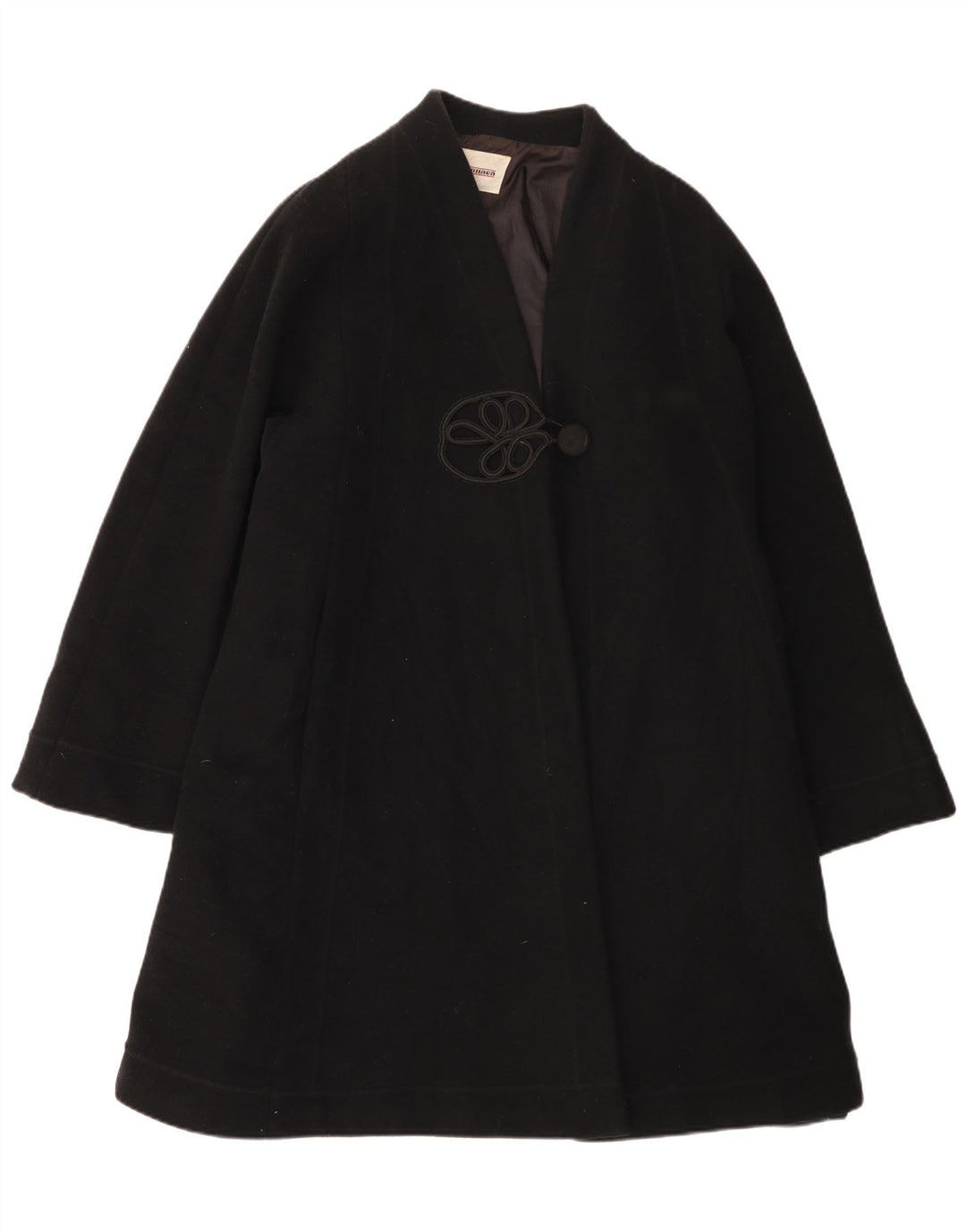 Vintage oversize overfrakke til kvinder UK 12 Medium Sort Uld