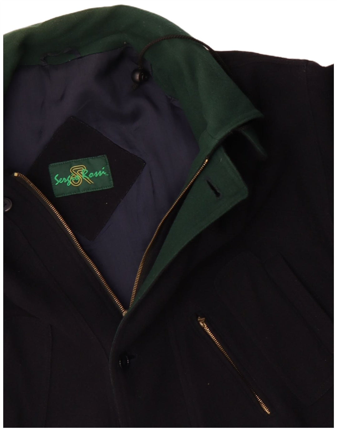 VINTAGE Overfrakke til mænd UK 42 XL Marineblå Uld