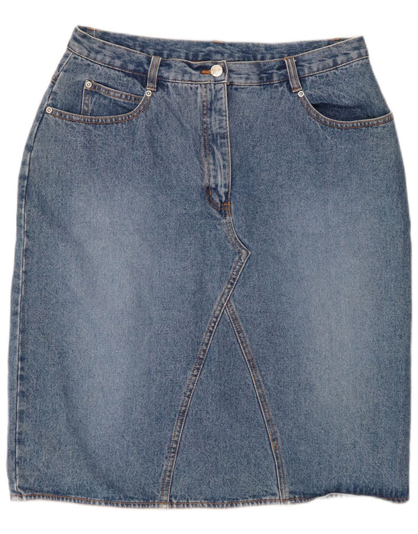 VINTAGE Dame højtaljet denimnederdel UK 18 XL W32 Blå