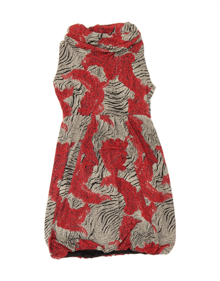 VINTAGE Womens Abstract Pattern Sleeveless Bubble Dress UK 12 Medium Red Vintage Vintage and Second-Hand Vintage from Messina Hembry 