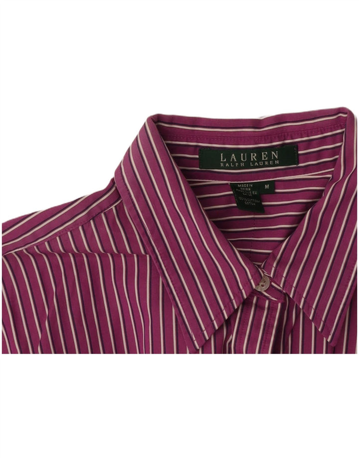 RALPH LAUREN Womens Shirt UK 14 Medium Purple Striped Cotton Vintage Ralph Lauren and Second-Hand Ralph Lauren from Messina Hembry 