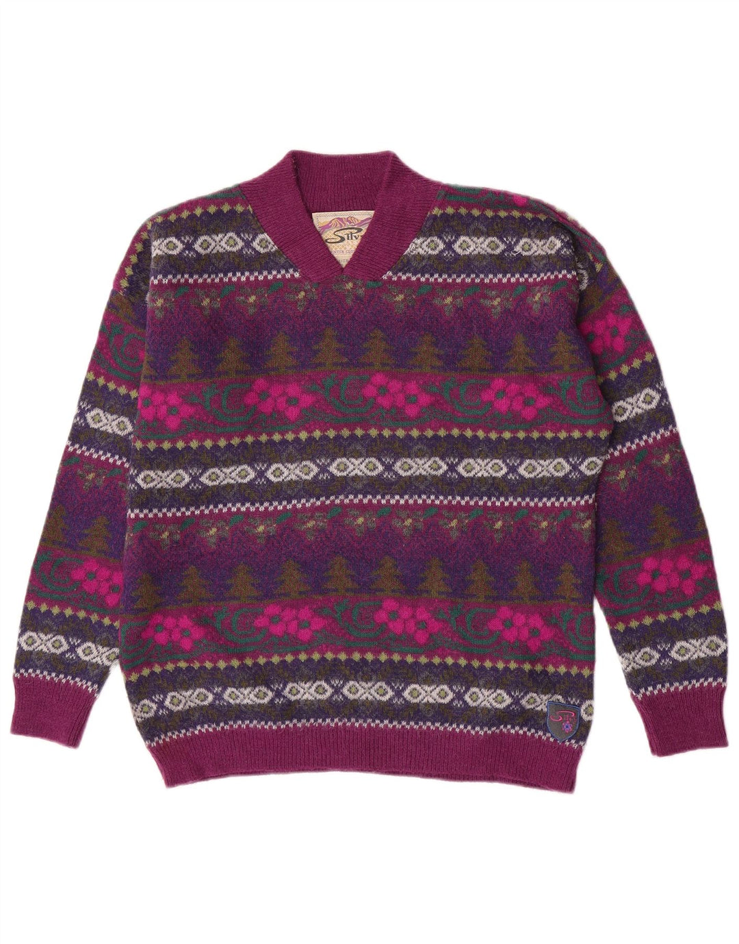 Silvy Womens V-hals sweater IT 46 Large Purple Floral