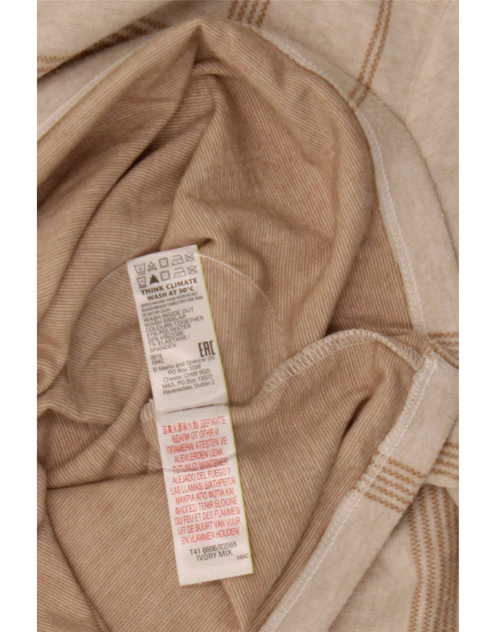 Marks & Spencer Dame Top Langærmet UK 12 Medium Off White Check