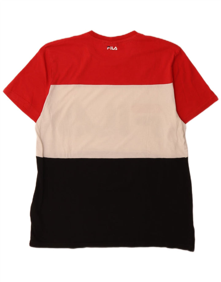 Fila Herre grafisk T-shirt Top Medium Flerfarvet Colourblock Bomuld