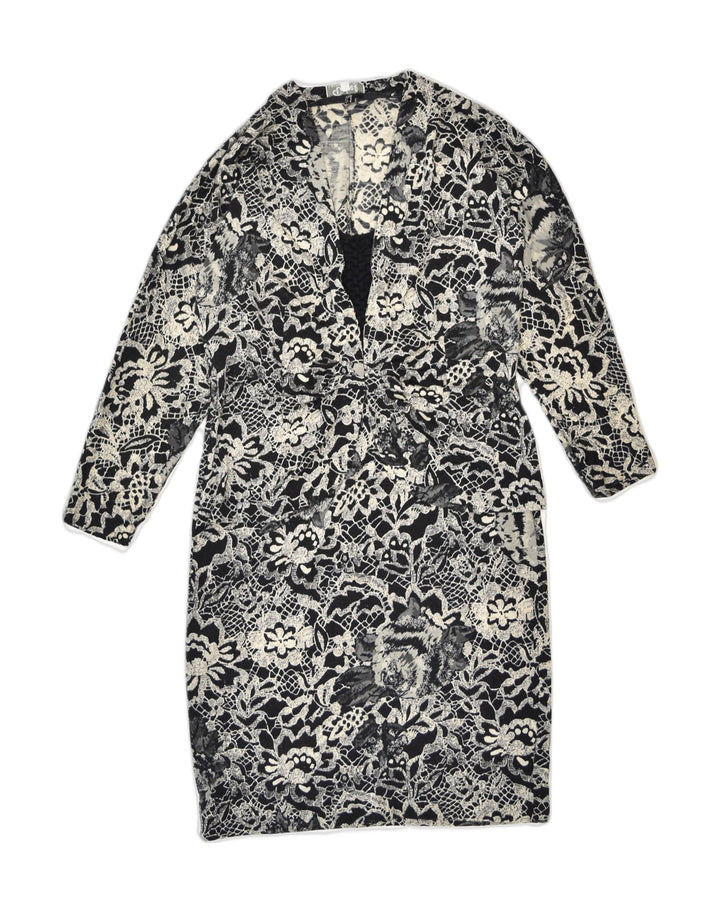 VINTAGE Womens Shift Dress IT 42 Medium Black Floral Wool | Vintage Vintage | Thrift | Second-Hand Vintage | Used Clothing | Messina Hembry 