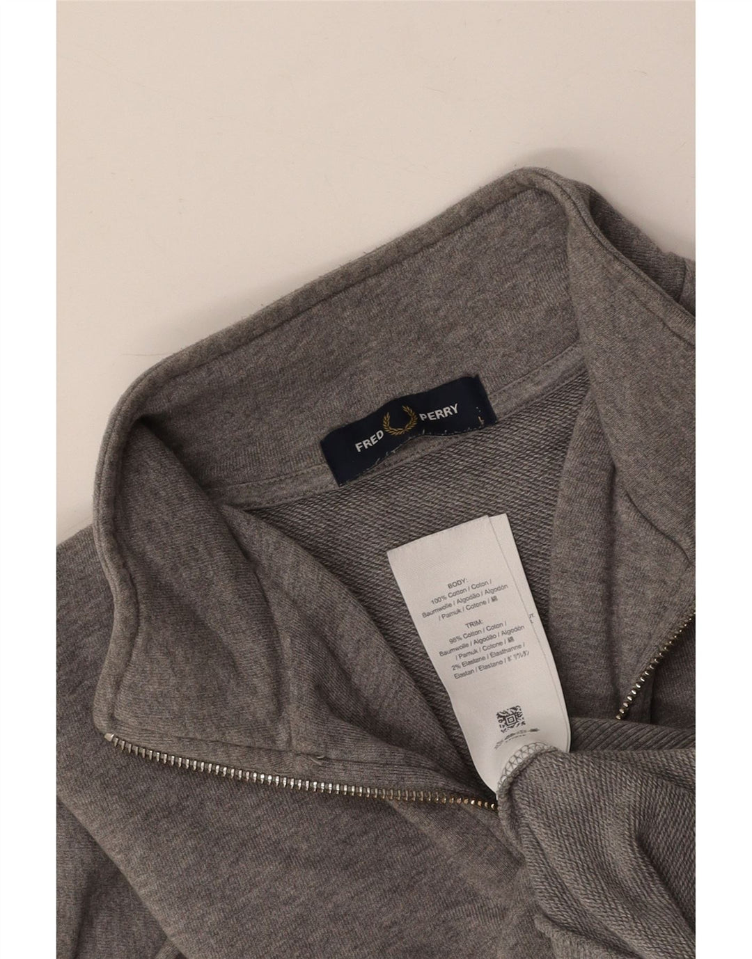 FRED PERRY Sweatshirt med lynlås til mænd, stor grå bomuld