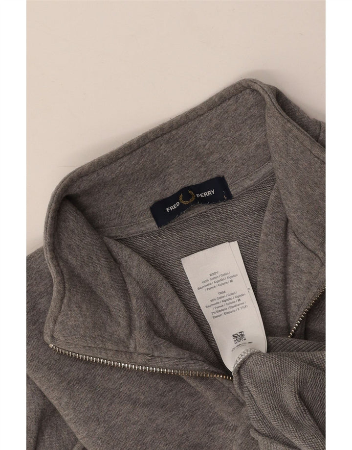 FRED PERRY Sweatshirt med lynlås til mænd, stor grå bomuld