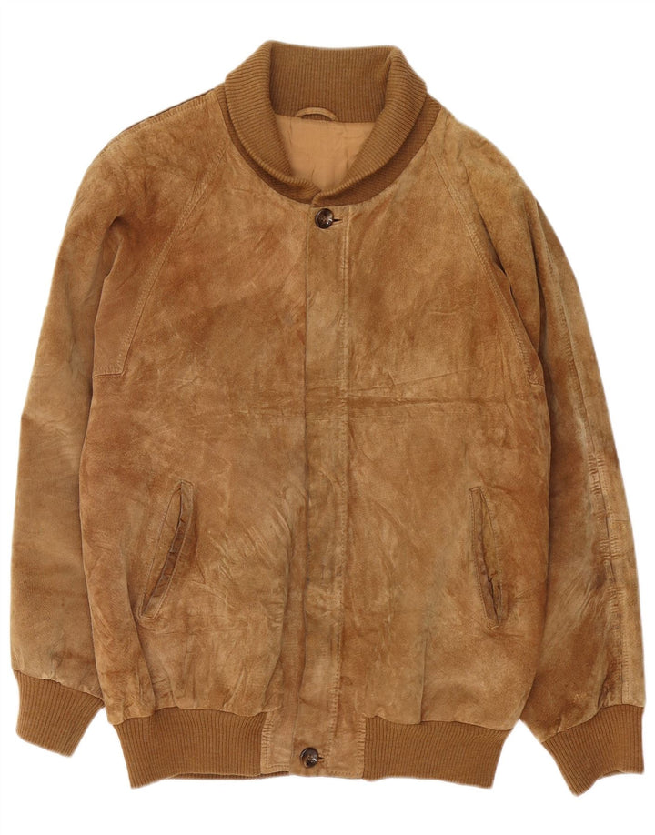 Vintage herre ruskind bomberjakke IT 54 2XL Beige