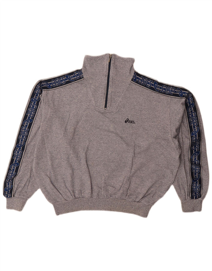Asics Graphic Sweatshirt Jumper UK 16 Large Grey Colourblock