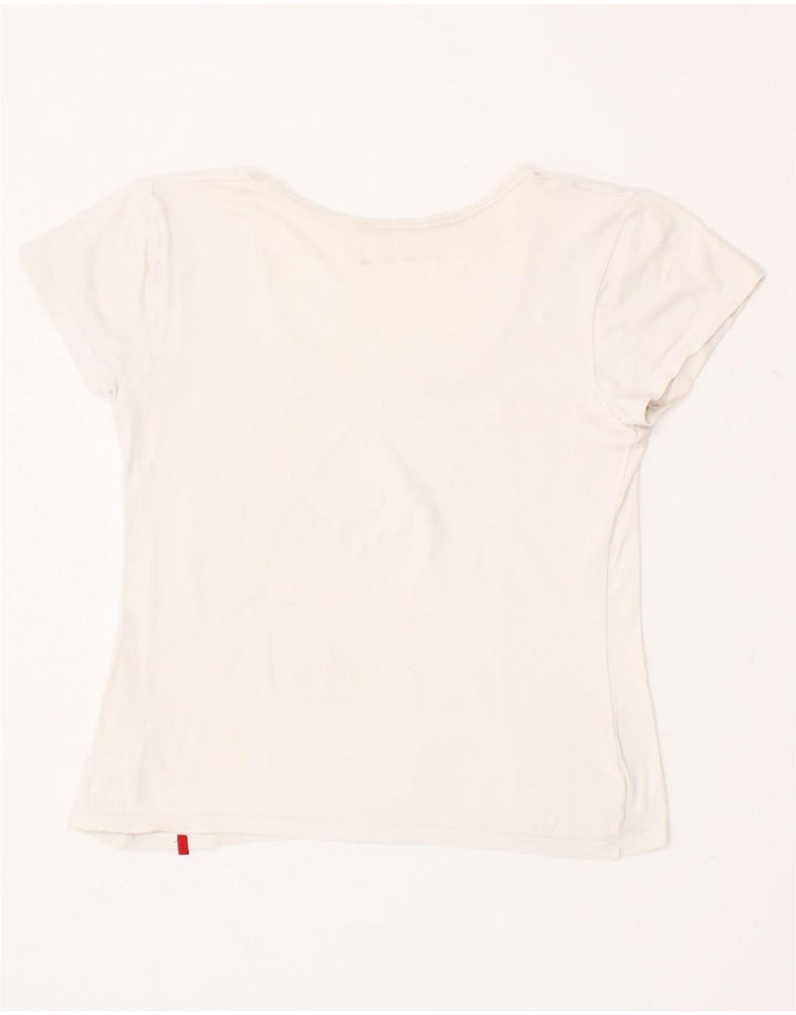 LEVI'S Womens Crop T-Shirt Top UK 14 Large White Cotton Vintage Levi's and Second-Hand Levi's from Messina Hembry 
