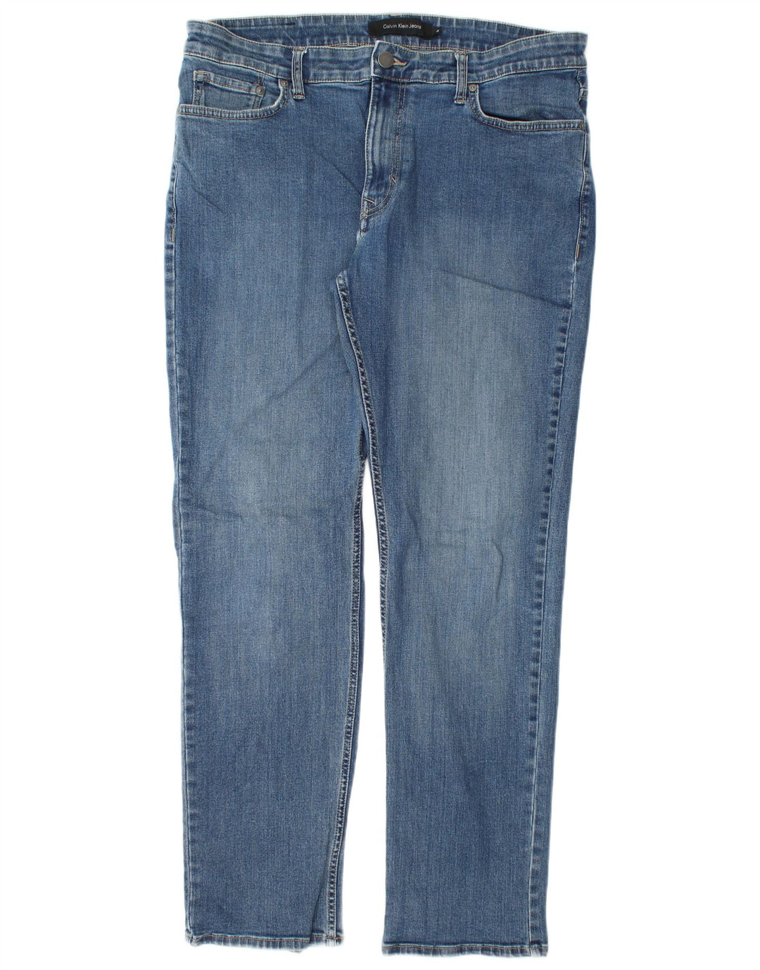 CALVIN KLEIN Straight jeans til mænd W36 L32 Blå Bomuld