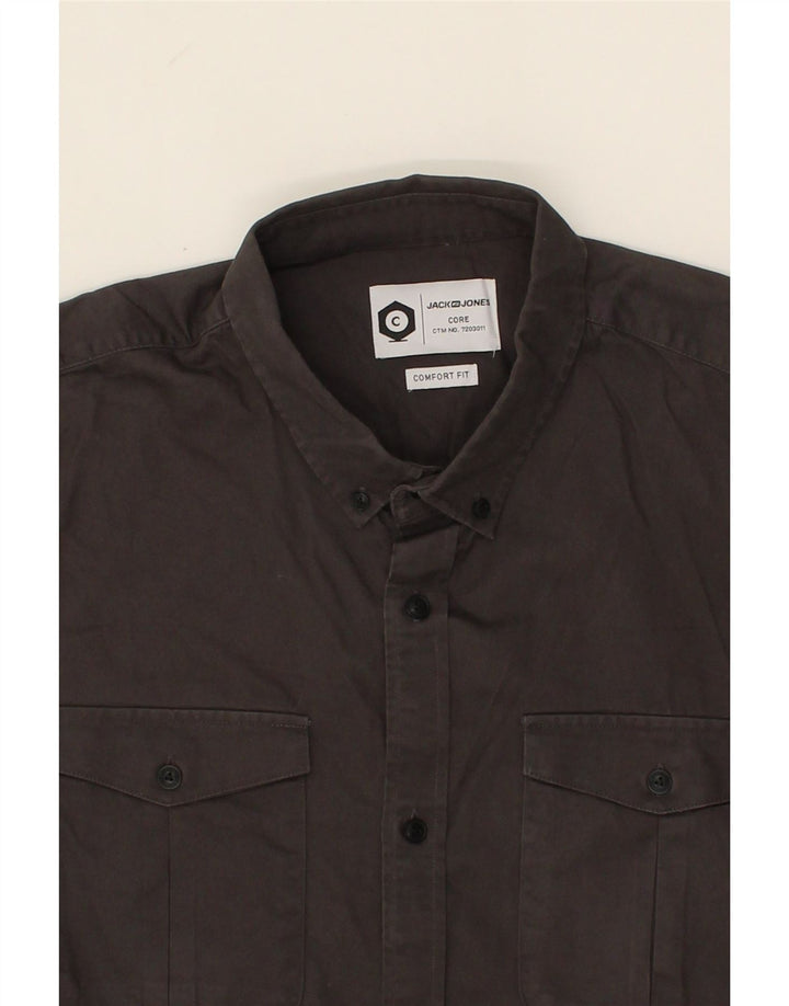 JACK & JONES Mens Comfort Fit Shirt XL Grey Cotton Vintage Jack & Jones and Second-Hand Jack & Jones from Messina Hembry 