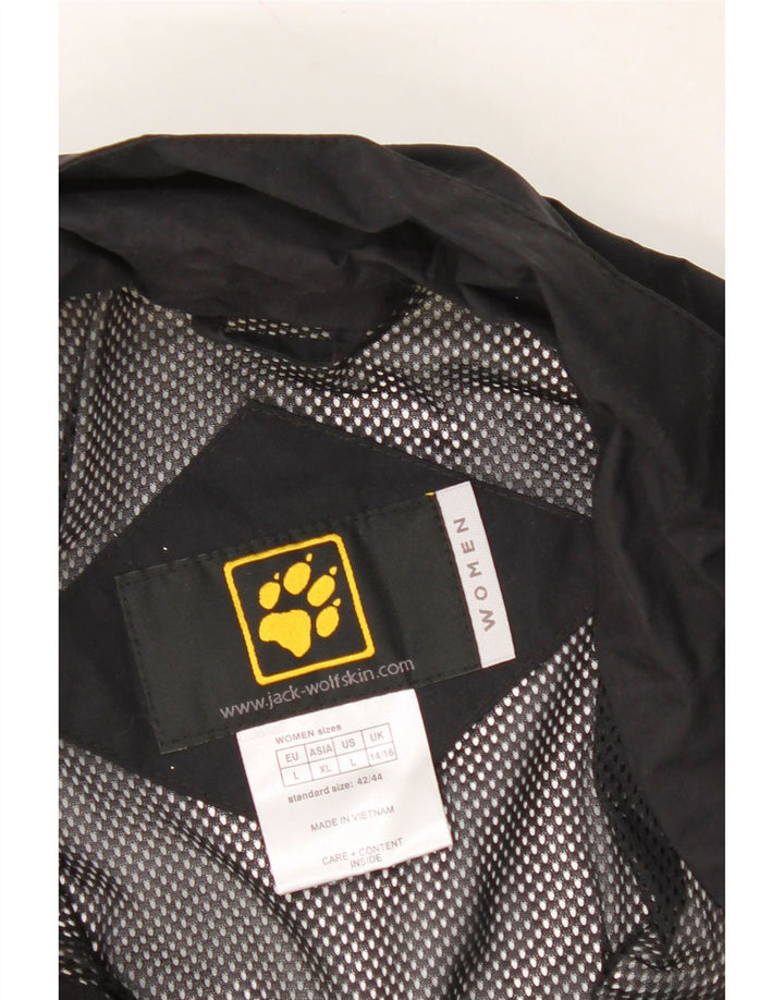 JACK WOLFSKIN Womens Oversized Rain Jacket UK 14/16 Large Black Vintage Jack Wolfskin and Second-Hand Jack Wolfskin from Messina Hembry 