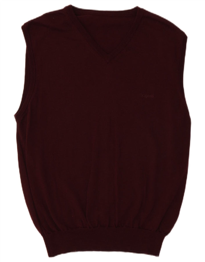 Bugatti Herrevest Tank Top UK 40 Medium Burgundy Virgin Wool