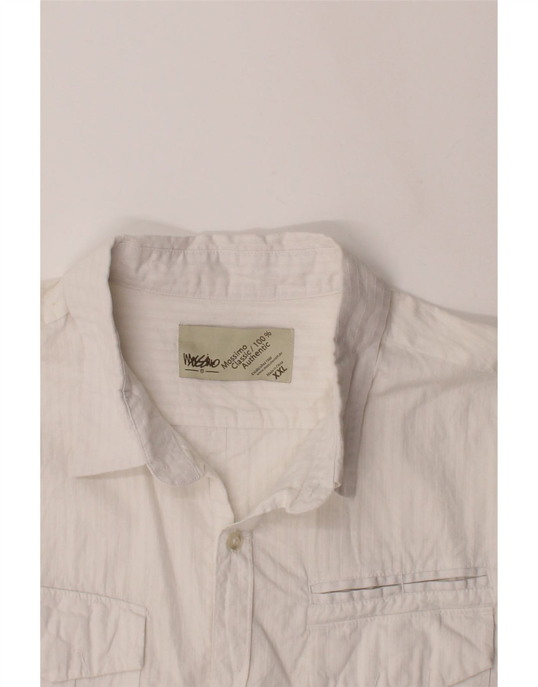 MOSSIMO Mens Short Sleeve Shirt 2XL White Striped Cotton Vintage Mossimo and Second-Hand Mossimo from Messina Hembry 