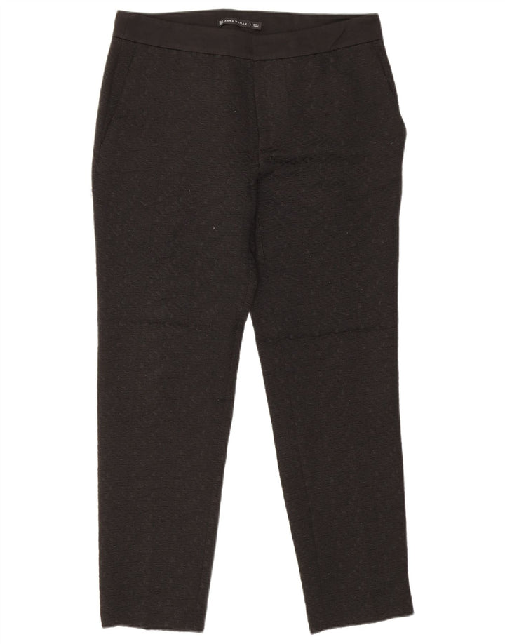 Zara Dame Slim Chino Bukser Medium W28 L27 Sort Geometrisk Polyester