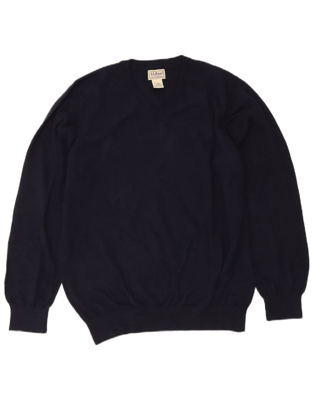 L.L.Bean Herre V-hals sweater Stor marineblå bomuld