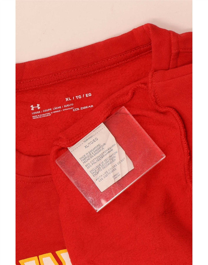 Under Armour Herre Cold Gear Grafisk Sweatshirt Jumper XL Rød Bomuld