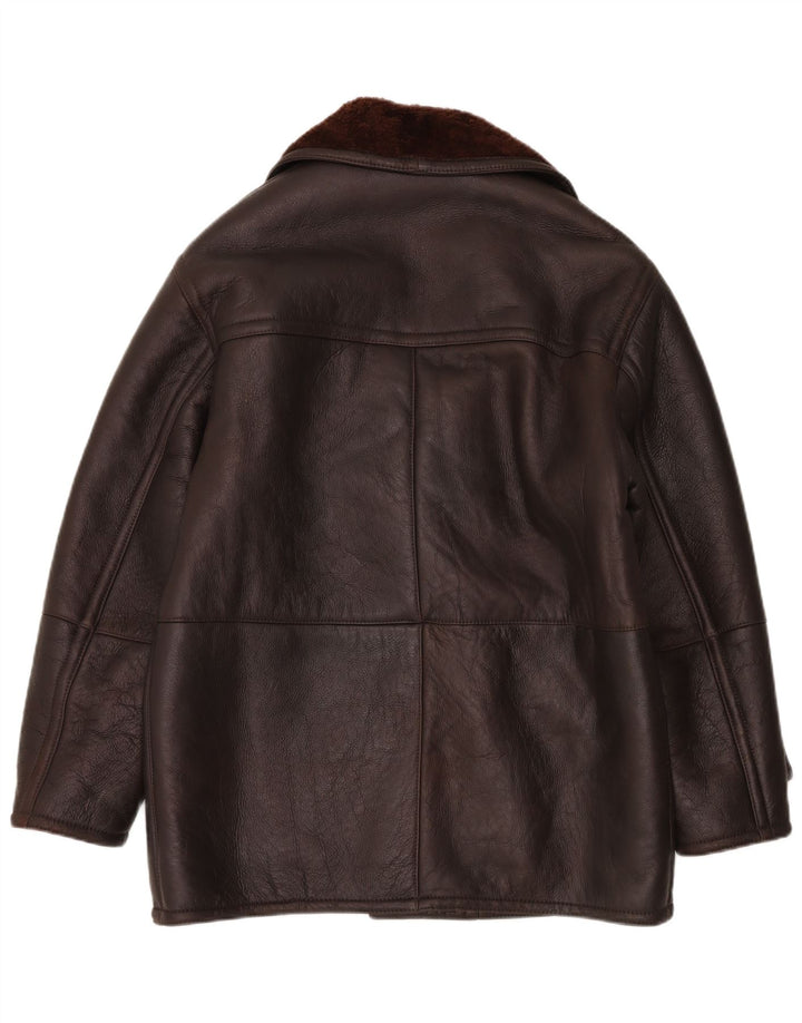 Vintage Herre Loose Fit Shearling Jacket IT 48 Medium Brown Shearling