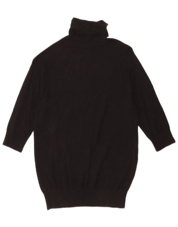 Zara Dame 3/4 ærmer rullehals sweater UK 14 Large Sort
