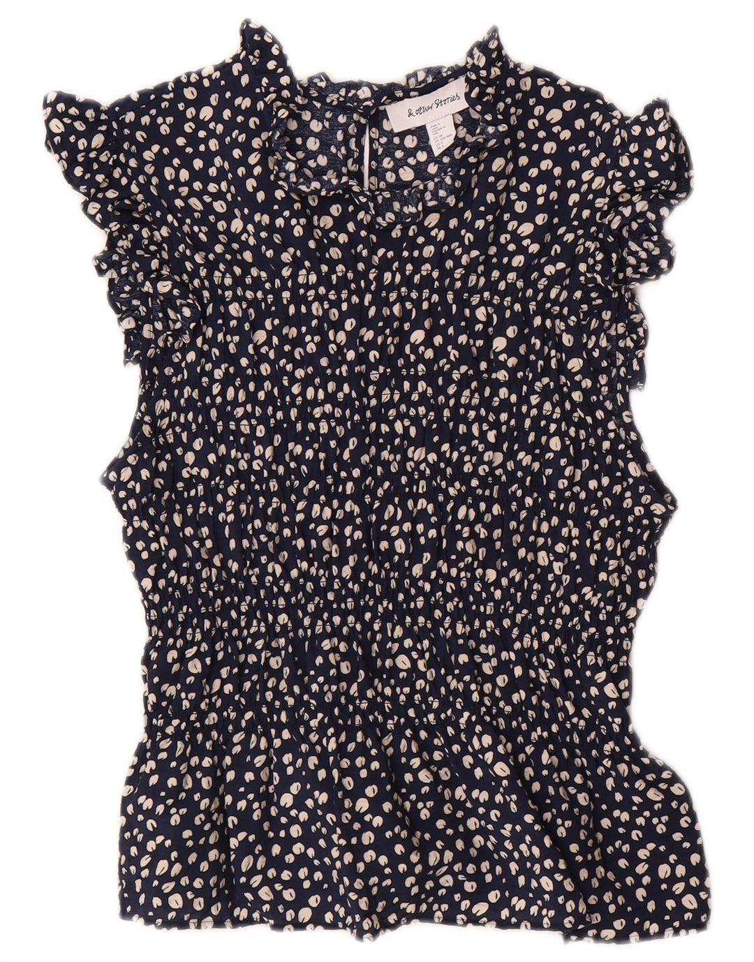 & ANDRE HISTORIER Dame bluse Top EU 38 Medium Navy Blue Floral Viscose