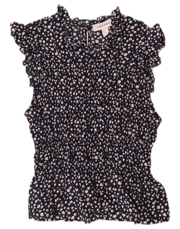 & ANDRE HISTORIER Dame bluse Top EU 38 Medium Navy Blue Floral Viscose