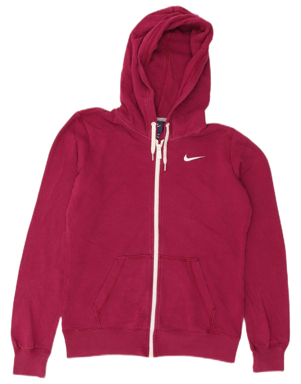 NIKE hættetrøje med lynlås til kvinder UK 10 Lille Bourgogne bomuld