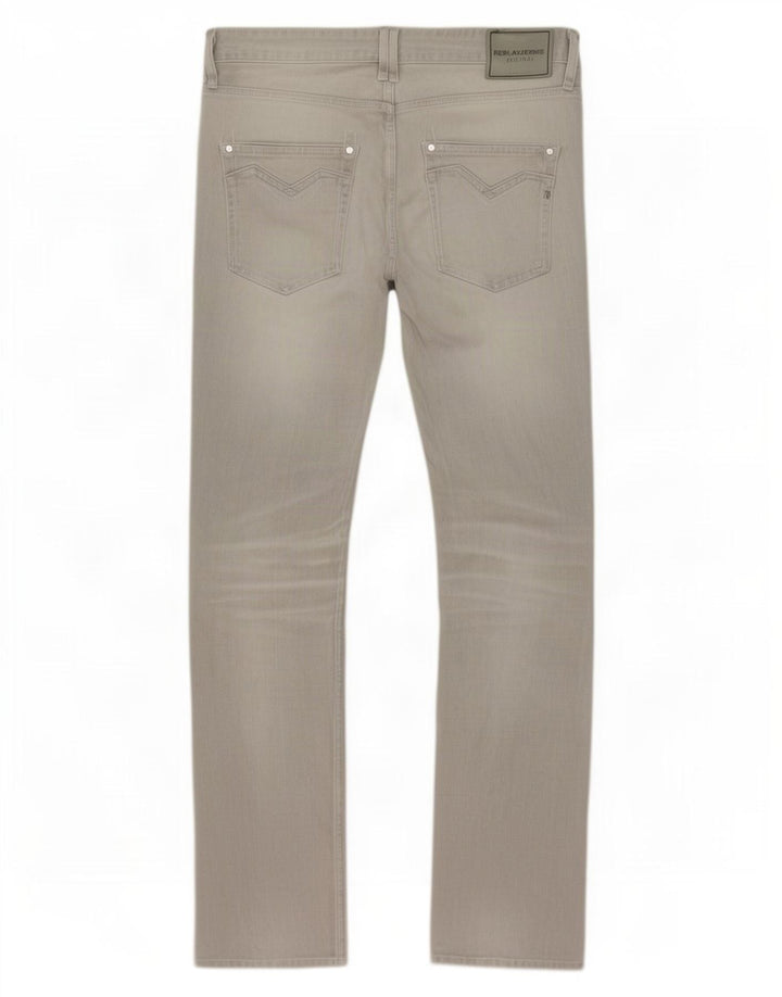 Replay Herre Straight Jeans W34 L36 Grå Bomuld