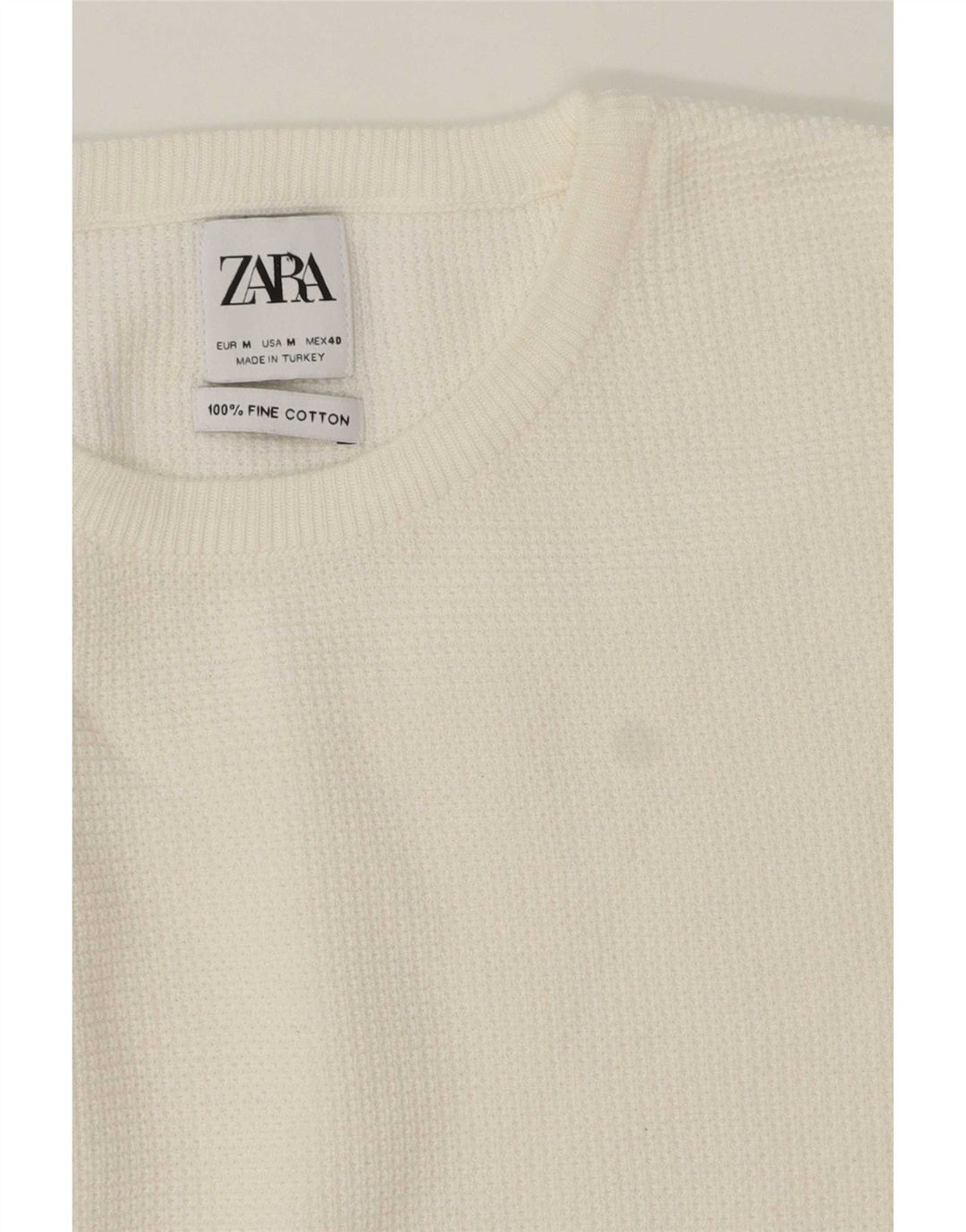 Zara Herre sweater med rund hals, mellem hvid bomuld
