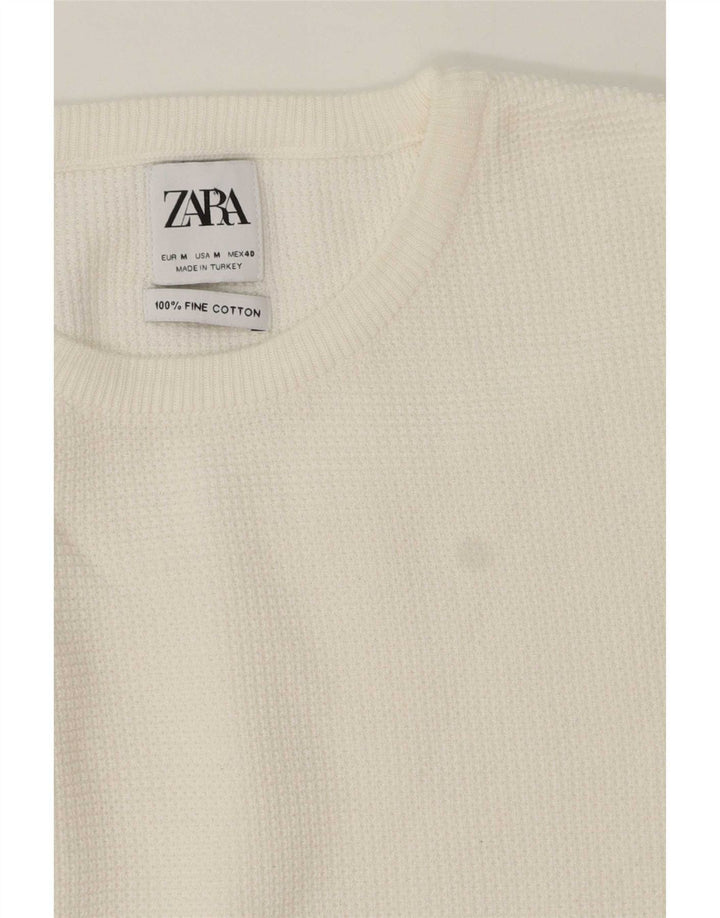 Zara Herre sweater med rund hals, mellem hvid bomuld