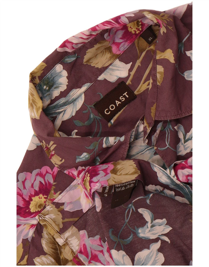 Coast Herreskjorte XL Burgundy Blomsterbomuld