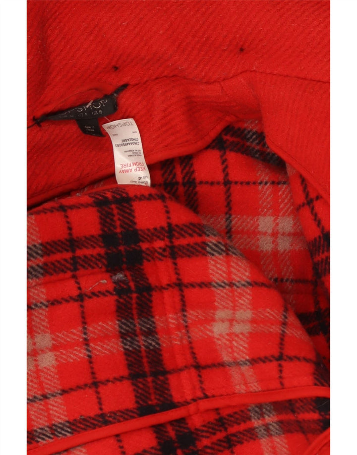 Topshop Dame Hooded Duffel Coat UK 8 Small Red Wool
