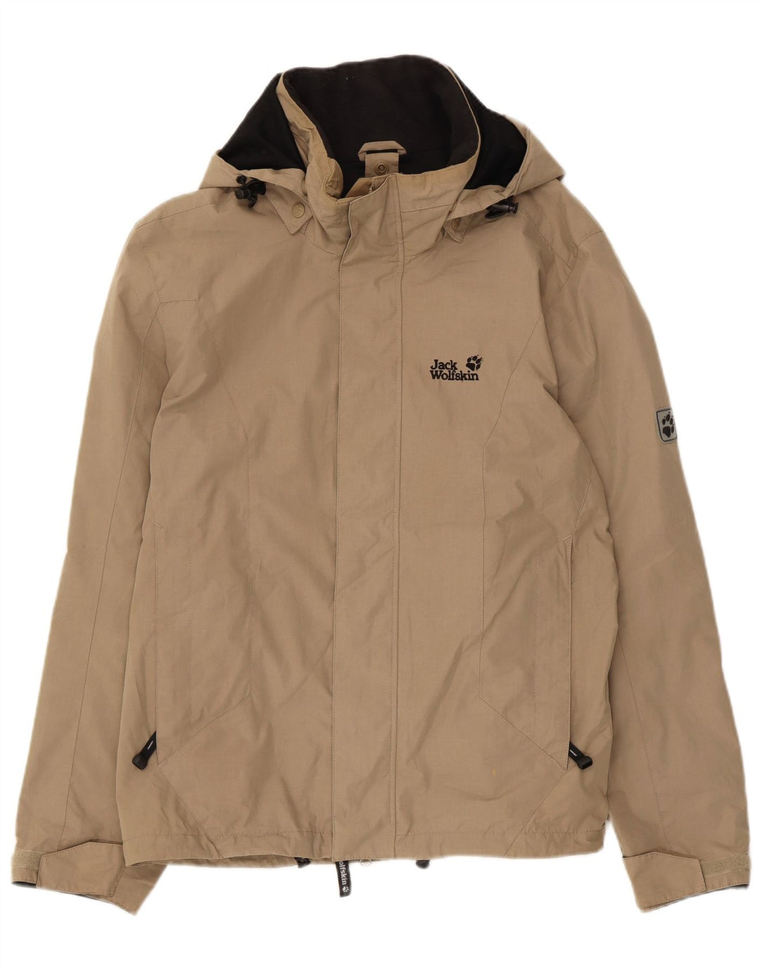 Jack Wolfskin Regnjakke med hætte til mænd UK 36/38 Medium Beige Polyester